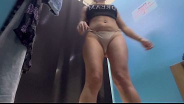 Dressing Room. Russian Girl With Massive Melons And Teats, Change Clothes