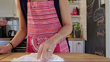 Sexy Spouse With Stunning Natural Tits Gets Her Slit Loaded While Working In The Kitchen.
