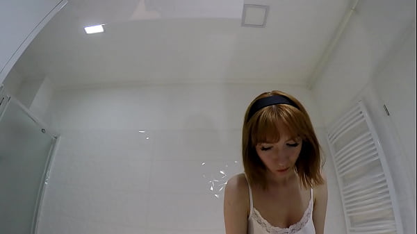 One Of The Sexiest Red-haired College Dolls Every With A Short Modified Miniskirt And No Panties No Bra In The Bathroom Presents Slit And Rear
