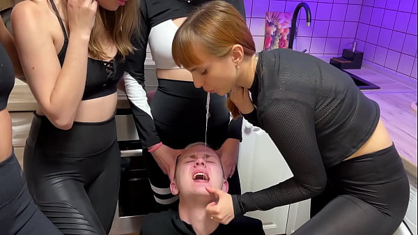Many Rude Girls Spit In Slave's Lips And Verbally Humiliate Him - Maw Spitting Femdom