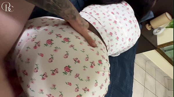 Ebony Step-sis Gets Worked Through An Opening In Her Pyjamas