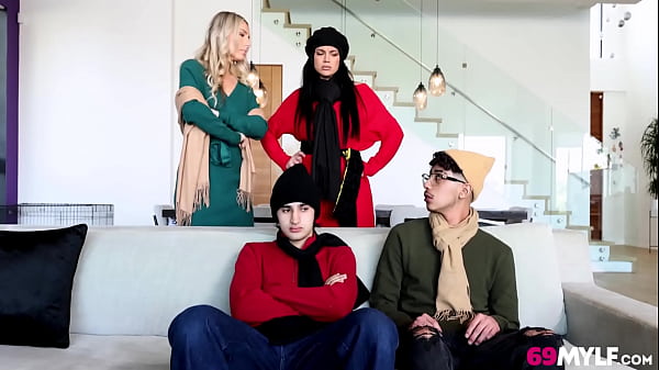 Big-breasted Stepmoms Mona Azar, Bunny Madison Keep The Fresh Hunks Content With Staying Home
