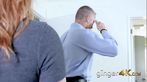 Blazing Red-haired Gets A Present And Enormous Hammerring From Older Dude
