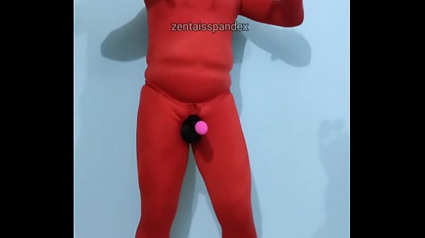 Zentai Devil Red Spandex Latex Suit Evil Stud