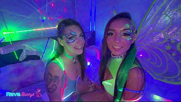 Rave Fairies Sasha And Tiny Rhea Swap Brian In A Neon Threesome!