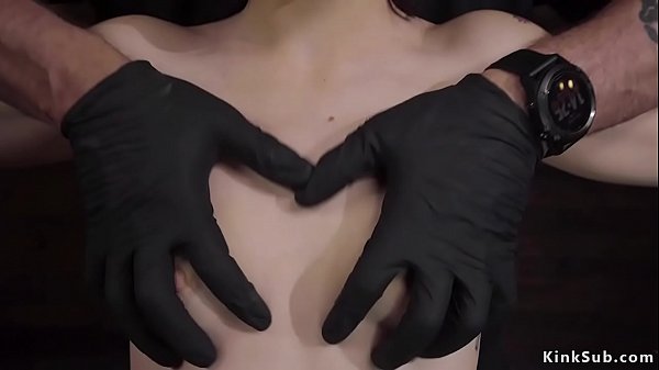 Raven-haired Cunt Electro Shocked In Rope Play