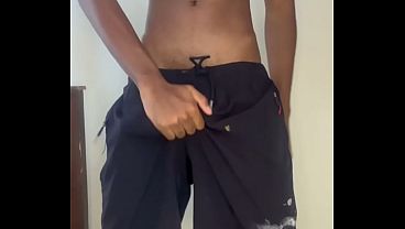Greased BBC Fleshlight Rail - Black Man Sheds Shorts, Shiny Oil Figure, Spooge Lube Solo