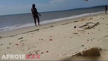 Ebony Exposed In Public Beach
