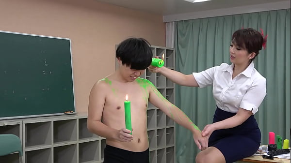 Female Instructor Plays With A Coed As A Wax Figure In The Classroom