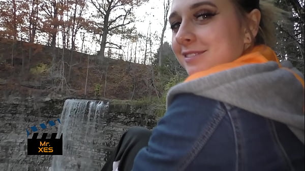 Outdoor Waterfall Bj - Platinum Canadian Green Eyes Almost Gets Caught!