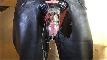 Electro Stimulation - Spunk Extraction In Chastity Cage