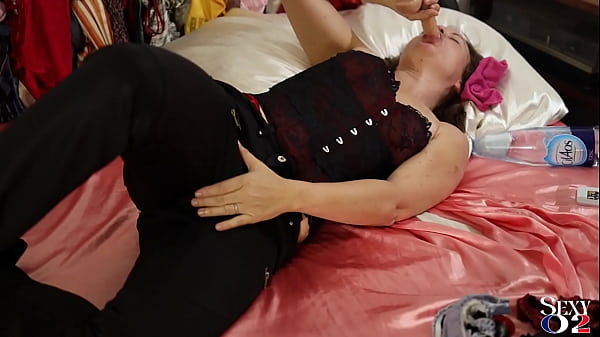 1958 - French Whore, Red Satin Panties, Corset, Black Leather Puffs, Heels, Fellatio, Doggy Style, Rimming
