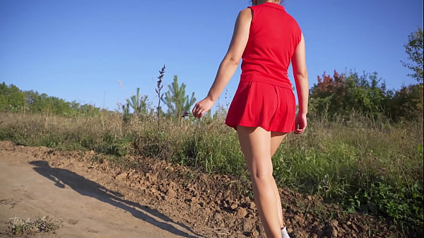 Doll In Short Dress Walks Outdoor And Revealing Behind