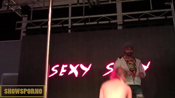 Light-haired Pornstar Pole Dance Striptease On Stage