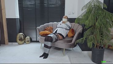 Beth - Clerk Wearing Panyhose And Satin Blouse Put In Tape Tie-up And Deepthroated