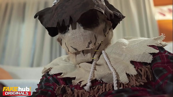 FAKEhub HALLOWEEN - Scarecrow Prank Ends With Sultry Latina Getting Hammerred Butt Sex By College Boyfriend