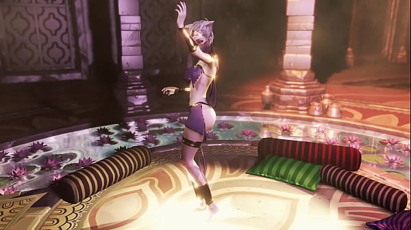 Tropical сatgirl Concubine Belly Dances Barefoot In Egyptian Oasis Temple