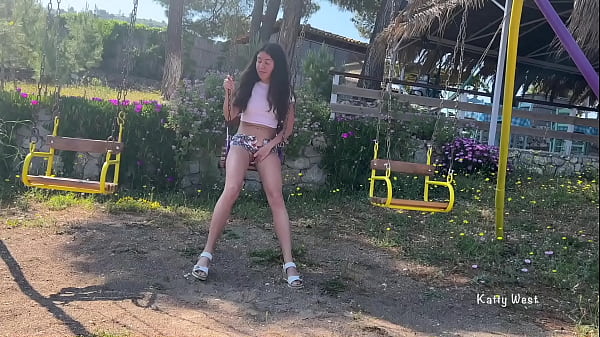 Bad Hottie Pissed While Straddling The Swing