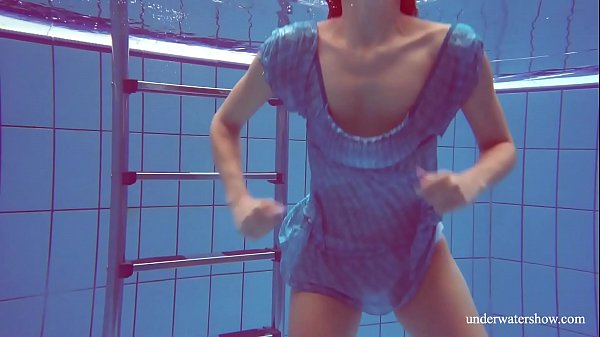 Hot Hairy Brunette Teen In The Pool Undressed