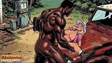 Jungle Gas Station: A Black Pump For A White Spouse. Cartoon BBC Spouse Cuckold