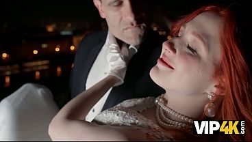 VIP4K. A Nasty Redheaded Bride Filmed A Candid Porn Video With Her Husband Right After The Wedding