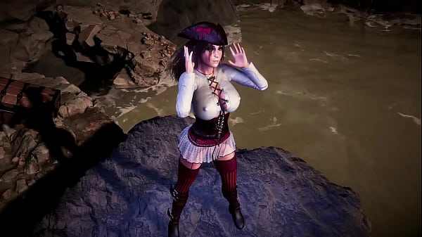 Pirate Diva Lara Croft Seductively Dances On The Coast Before Storm