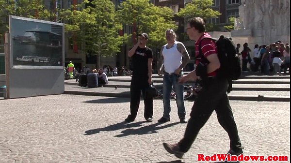 Amsterdam Prostitute In Nets Plays With Spooge In Lips