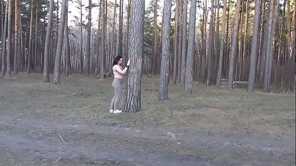 A Milf With Giant Breasts And A Round PAWG Undresses In The Forest And Masturbates Her Snatch With A Spruce Branch. Merging With The Nature Of A Seasoned Nudist. Outdoor Real Kink.