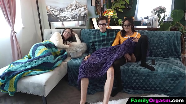 FamilyOrgasm - Step-sis And Stepbrother Fuck Beside Sleeping Stepmother