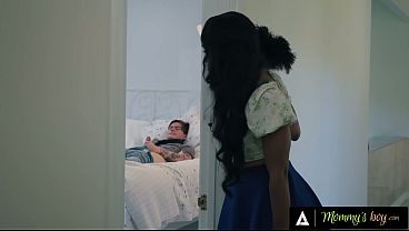 MOMMYS BOY - August Skye Mature Stepmother Helps Injured Stepson With Titjob Handjob