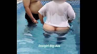 A Smoking Couple's Risky Fun In The Swimming Pool.
