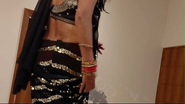 Divine Indian Model Unclothed In Saree