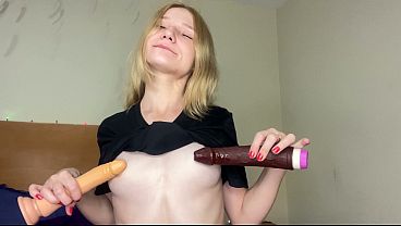 Petitte Cutie Screw Both Orifices With Mammoth Dildo, Scorching Ass Play Climax.