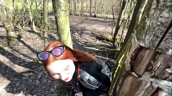 Wild Encounter: Ginger Goddess Red Hair Provides An Extreme Public Oral In The Woods