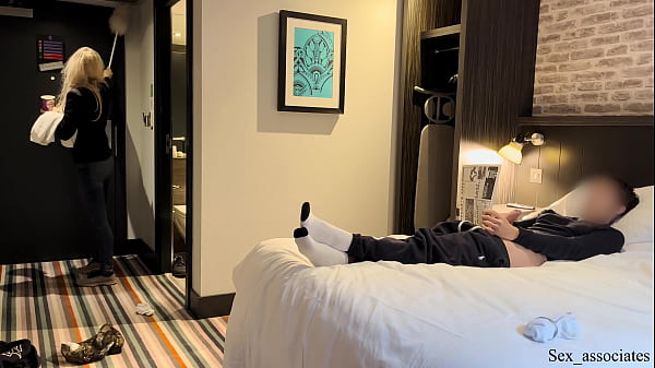 Public Pole Bare. The Hotel Housemaid Was Shocked When She Saw Me Jacking Off During Room Cleaning Service But Agreed To Help Me Spunk