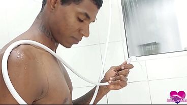 Fez A Chuca E Comeu O Du Dela Embaixo Do Chuveiro - 100% BUTT SEX - BBC Interracial Ass Play Plow And Anal Enema