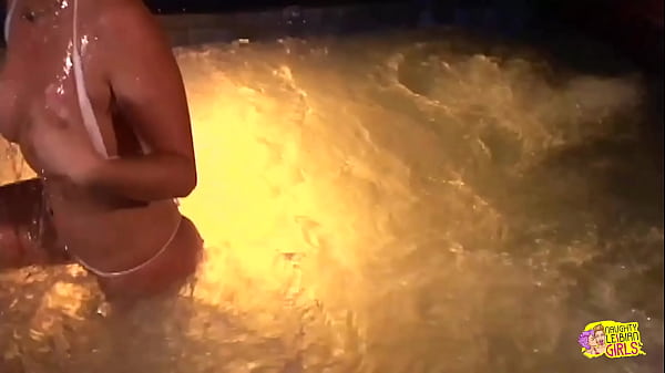 After Slamming In The Outdoor Pool The Buxom Lesbos Bring The Fierce Backdoor Multi-guy Session Indoors