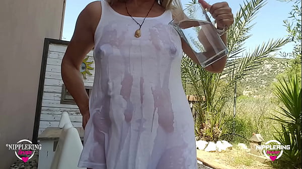 Nippleringlover Naughty Mama Stripped Outdoors Playing With Hose In Wide Open Studded Snatch Big Nips See Through Dripping Shirt