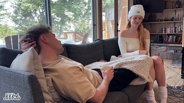 Sneaky Log Cabin Hookup With Enormous Tit Red Head