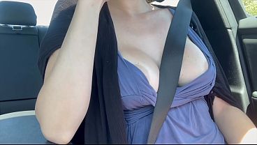 Italian Huge Boobs Cougar Artemisia Relish Sensual Car Ride Showing Jugs