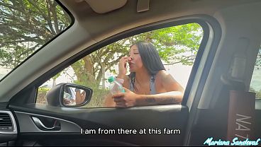 Big Black Dick BBC Drills A Randy Colombian Female In The Car After Picking Her Up On The Road - Mariana Sandoval & Brandon Cruz