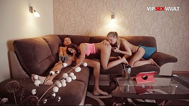 FFM Trio... Light-haired Films It All While Her Friend Rides His Smashing Member