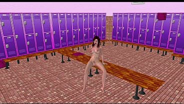 Lovely Shemale Strikes Sensual Pose Then Locker Room Shower 3D Hentai