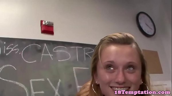 Stepsister Tweaking Pole In Classroom