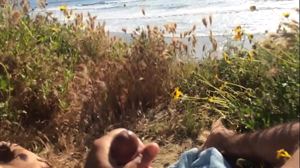 Thick Shaft Swallows His Load At A Public Beach!