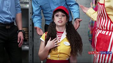 Curly Hair Little Cashier Learns Her Lesson Through Justice Gangbang