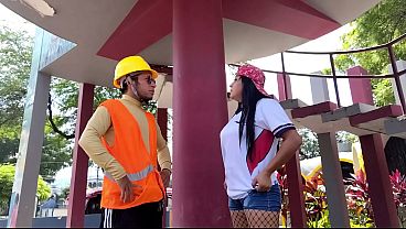 Is She From England?! She Corrupts A Worker At The World Cup And They Go To An Apartment To Have Sex