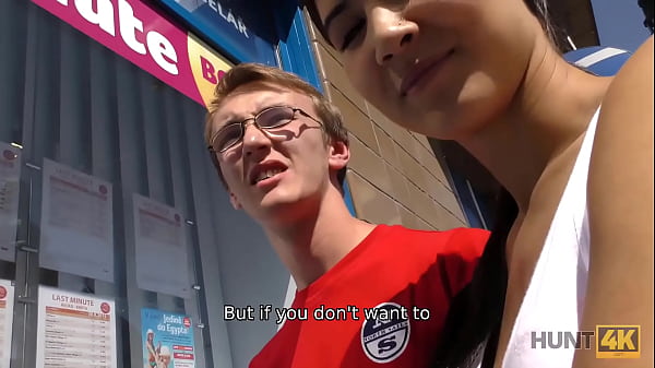 HUNT4K. Svelte Brunette Deceives On Nerdy BF To Earn Cash For Vacation