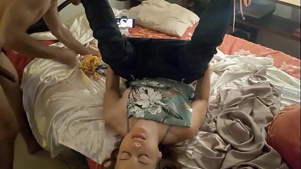 Sexy O2, 1060 (06) - White Candid Mommy Screwing In Satin Lingerie-set (Rose Panties, Green Satin Nightie, White Bra), High-Heels, Dogging, Cooch Licked, Asshole Stroked And