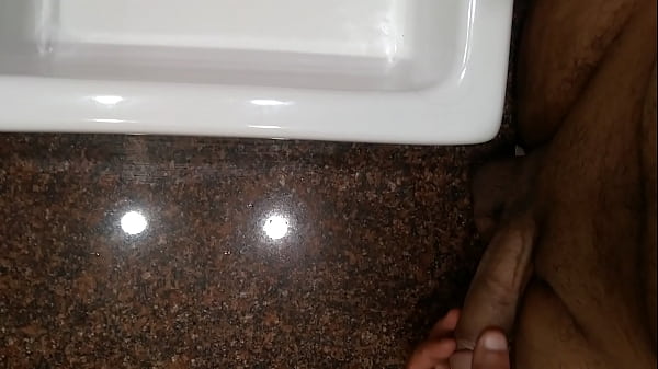 Muslim Bloke Parading His Fat Member And Swatting It Against A Washbasin